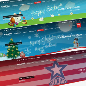 Bonus Holiday page headers + animated headers